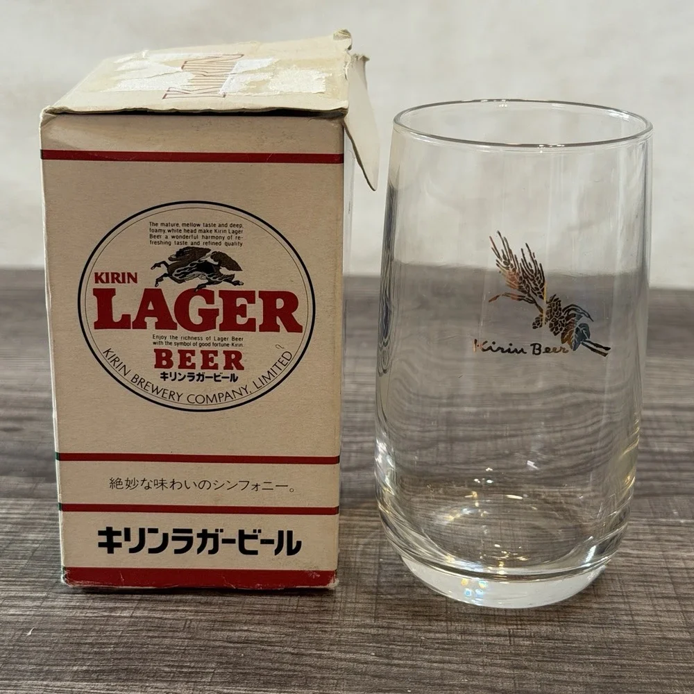 Vtg Kirin Brewery Lager Suntory Draft Beer Glass Japan Shooter w/ Boxes Lot Of 2